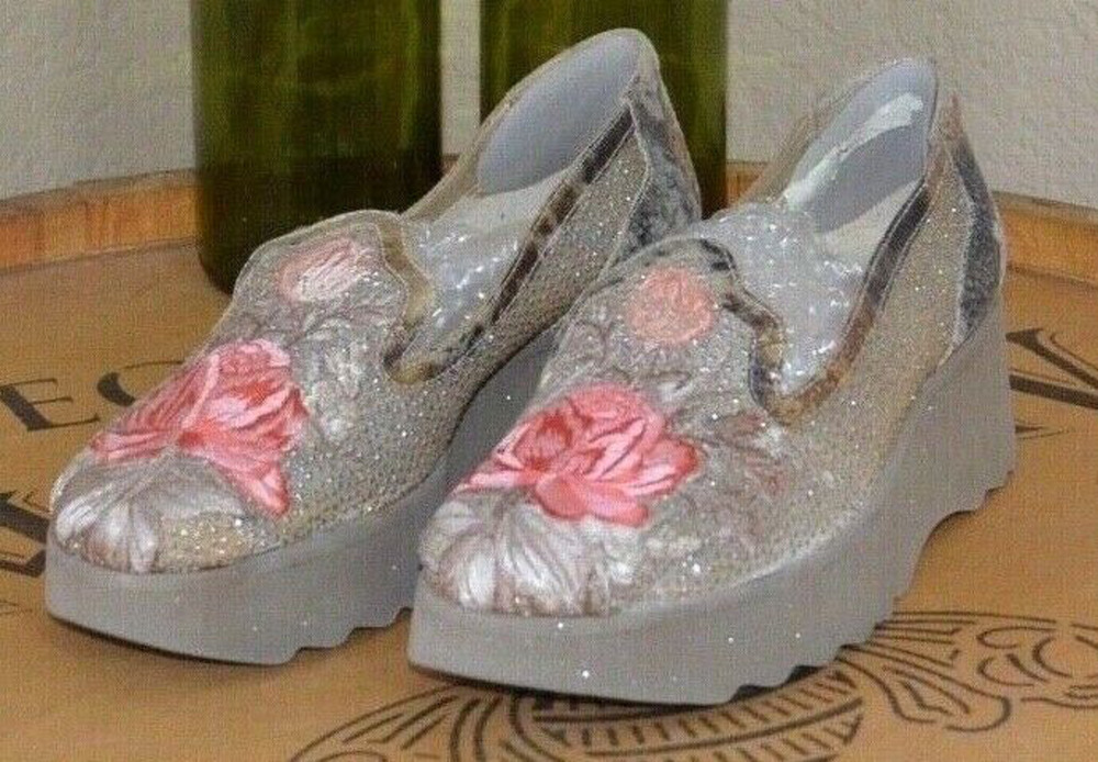 Fernando Pensato Designer Couture Embroidered Wedges Women's Size 5